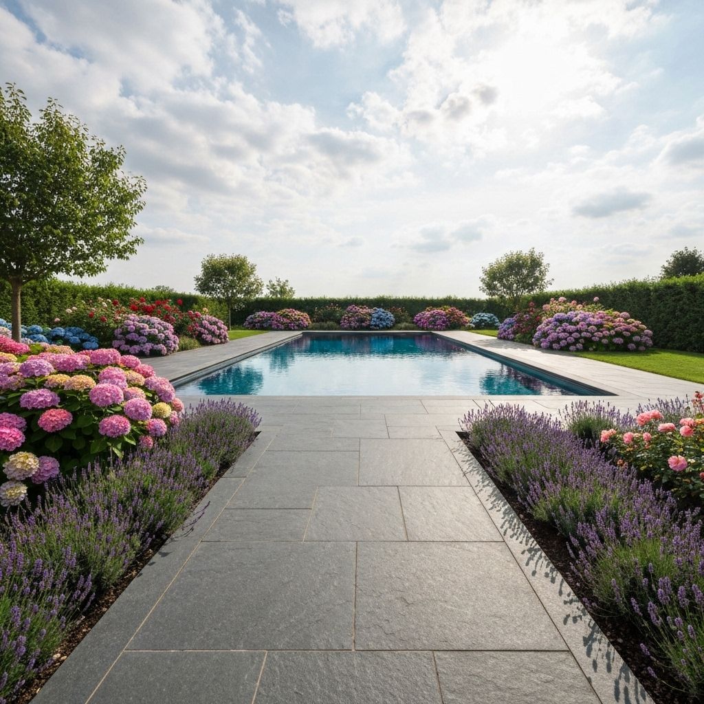 Pool deck with landscape